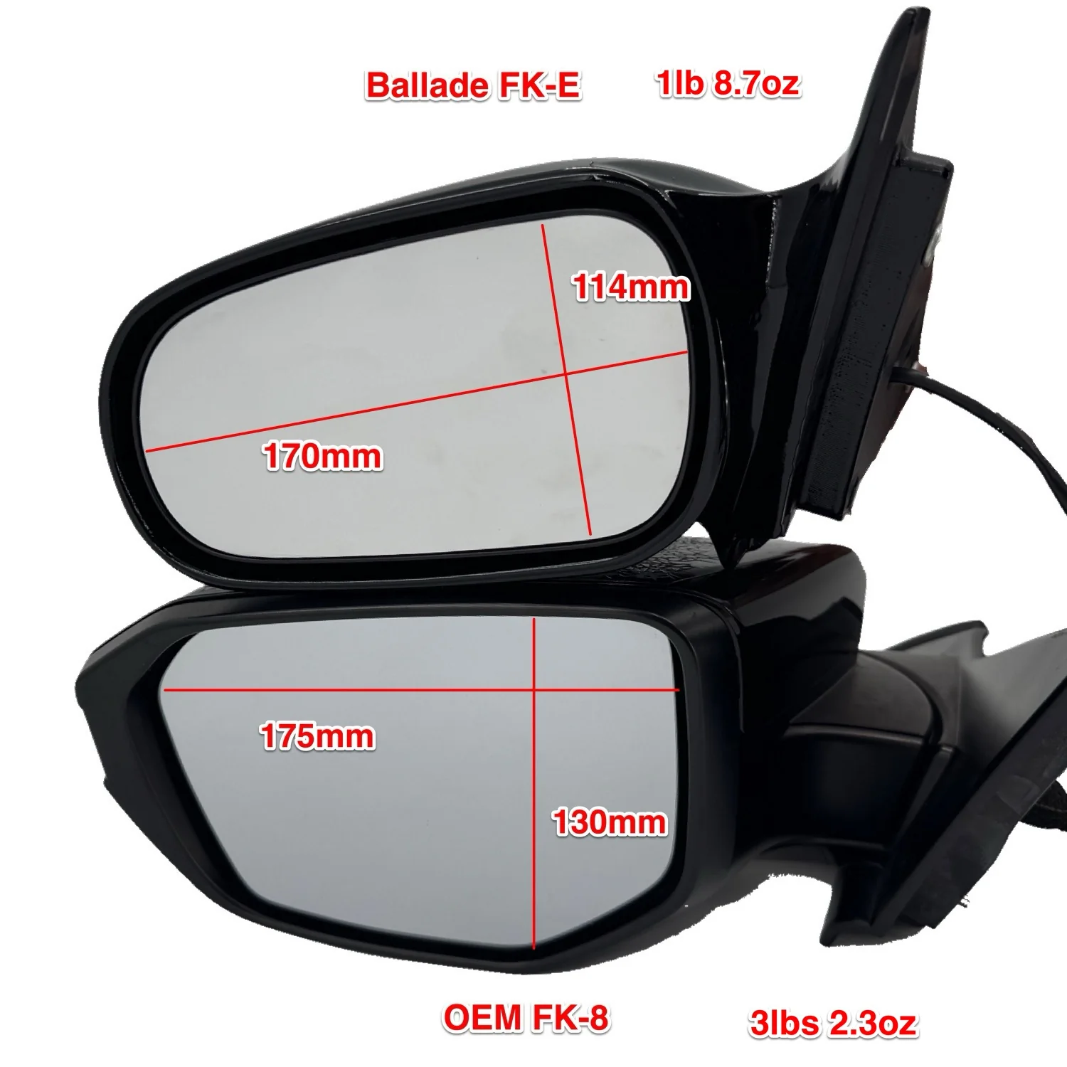 Ballade Sports 2016-2021 FK-E 10th Gen Civic Type R Power Adj Aero Mirrors - Image 8