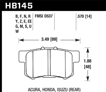 Hawk 00-09 Honda S2000 HP+ Brake Pads - Image 3